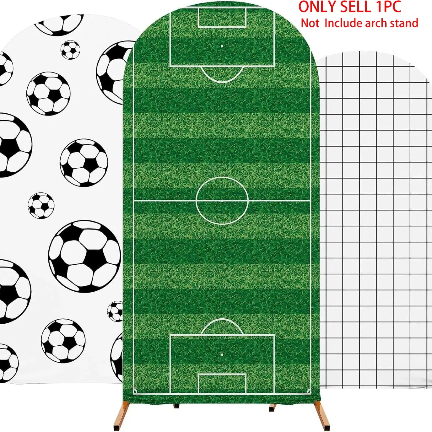 Soccer Themed Chiara Arch Covers Stretchy Backdrop Set, Round Top Arch Banner with Football Design, Perfect for Birthday Party Decorations, Interactive Photo Props & Event Backdrops