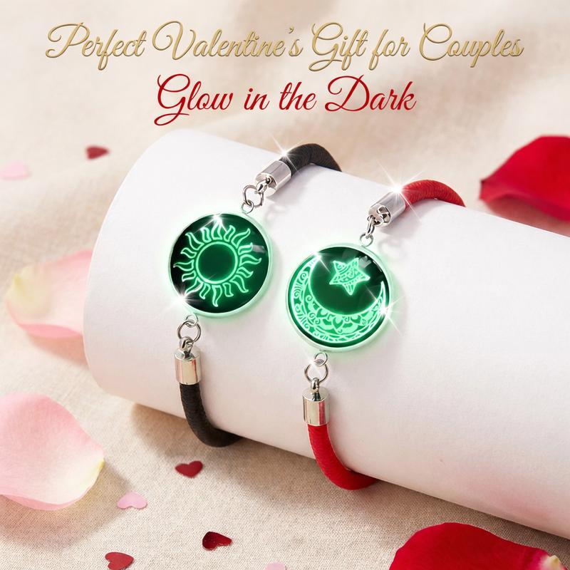 2-Pack Glow in Dark Couple Bracelets Set - Magnetic Sun Moon Star Matching Jewelry with Luminous Beads - Long Distance Gifts for Couples, Boyfriend Girlfriend - Valentine's Christmas Anniversary Date Night Gift Cool 2-Pack Glow in Dark Couple Bracelets Set - Magnetic Sun Moon Star Matching Jewelry with Luminous Beads - Long Distance Gifts for Couples, Boyfriend Girlfriend - Valentine's Christmas Anniversary Date Night Gift Cool