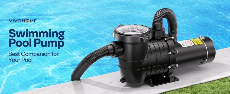 VIVOHOME 2.0HP 6800GPH Dual Voltage Pool Pump, Self-Priming Energy Saving, 1.5" & 2" & 1.25"-1.5" Connectors w/Strainer Basket for In/Above Ground Pools
