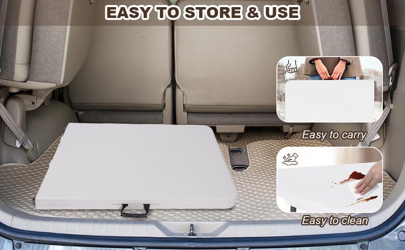 WGCTEK 6FT Plastic Folding Table, Portable Picnic Table Indoor Outdoor, for Camping, Party, Wedding,Picnic, with Lock, Handle - White