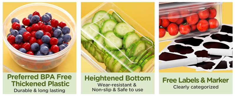 40PCS Food Storage Containers (20 containers and 20 lids), Fridge Fruit Storage Container Leak-proof Tupperware Sets for Kitchen Organization, Meal Preparation with Labeling Utensils