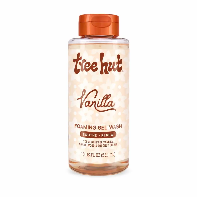 Tree Hut Vanilla Foaming Gel Wash, Moisturizing & Hydrating Body Wash with Shea Butter, Gently Cleanses for Soft, Fresh & Radiant Skin, 18 fl oz