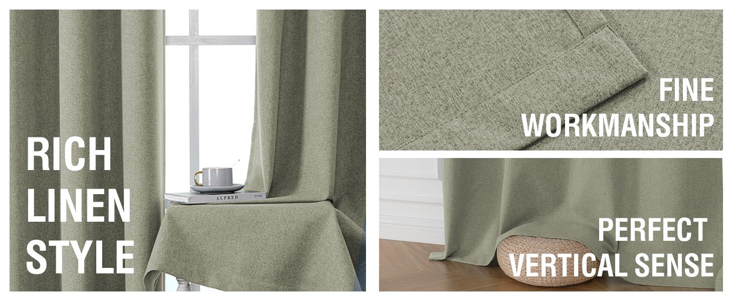H.VERSAILTEX 100% Blackout Faux Linen Curtains for Bedroom Full Light Blocking Drapes with Double Face Linen Back Tab Loop Pocket Textured Burlap Curtains for Living Room 2 Panels H.VERSAILTEX 100% Blackout Faux Linen Curtains for Bedroom Full Light Blocking Drapes with Double Face Linen Back Tab Loop Pocket Textured Burlap Curtains for Living Room 2 Panels