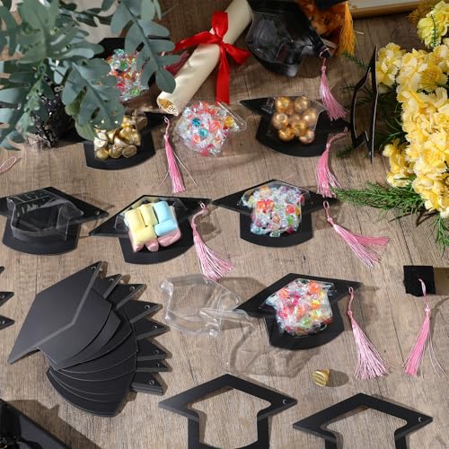 30 Pcs Graduation Cap Candy Card 2026 Class Grad Candy Dome Greeting Card Gift with Tassel Chocolate Holder for Friend Students Teachers School Party Favors Candy Holder Graduation Gifts Supplies