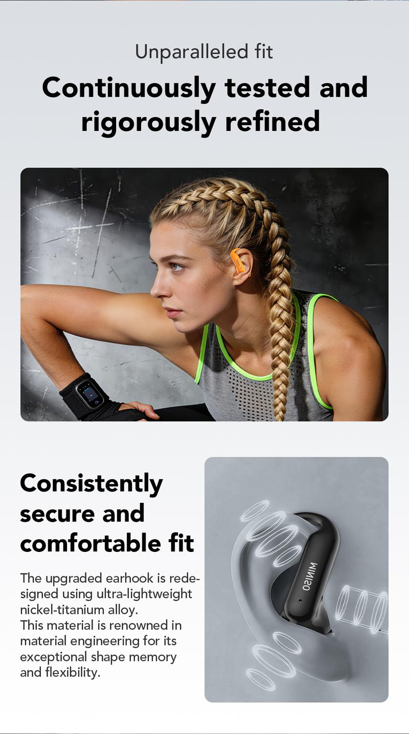 MINISO MS215 Wireless Bluetooth 6.0 In-Ear Headphones Open-Type Design High-Fidelity Sound Low Latency Comfortable Fit Ideal for Daily Use and Gifting MINISO MS215 Wireless Bluetooth 6.0 In-Ear Headphones Open-Type Design High-Fidelity Sound Low Latency Comfortable Fit Ideal for Daily Use and Gifting