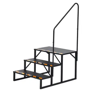 Garvee Portable 2-Step Outdoor Staircase for RVs and Caravans – Non-Slip Steel Ladder with Handrail, 300 kg Load Capacity – Ideal for Outdoor Use, Terraces, and Easy Access