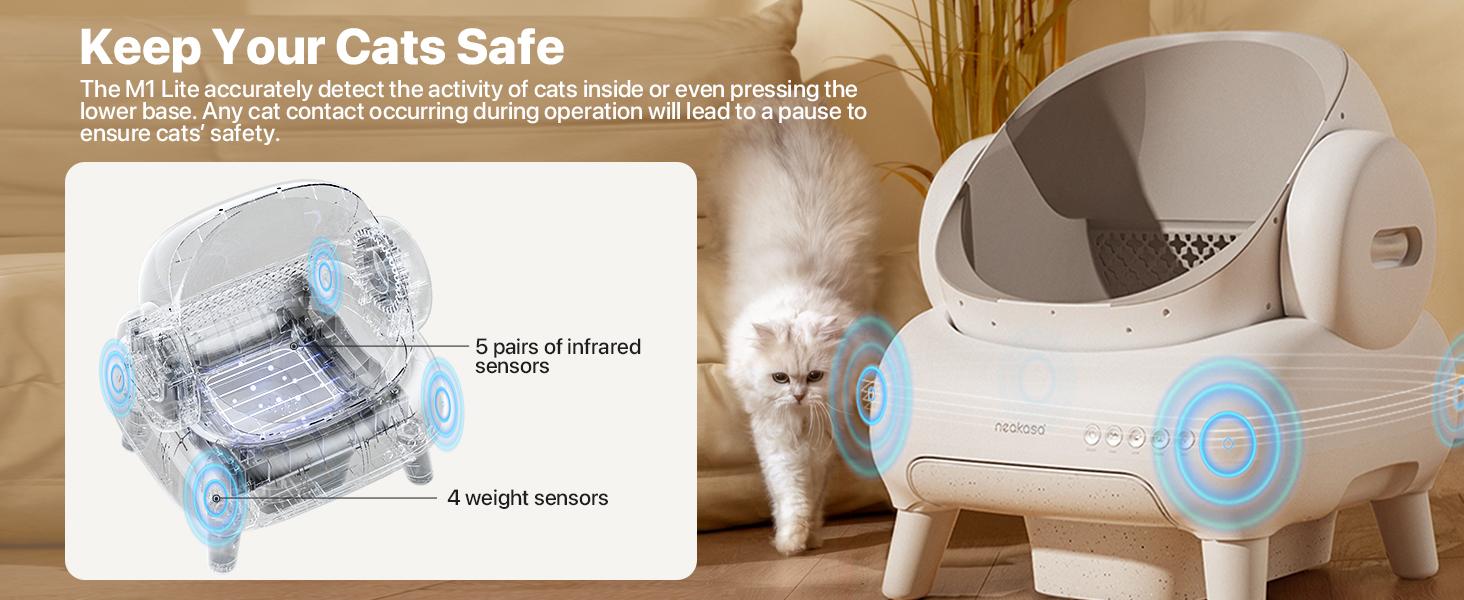 M1 Lite Open-Top Self Cleaning Cat Litter Box, Automatic Cat Litter Box with APP Control, Safety Protection, 1 Roll Waste Bag Litterbox Litterbox M1 Lite Open-Top Self Cleaning Cat Litter Box, Automatic Cat Litter Box with APP Control, Safety Protection, 1 Roll Waste Bag Litterbox Litterbox
