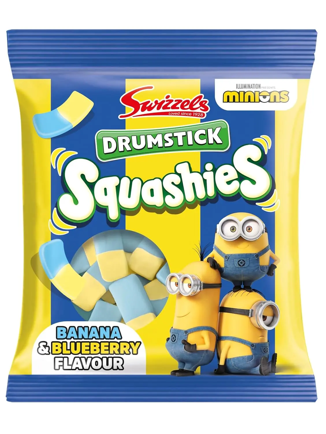 Squashies Minion Sweets - Banana & Blueberry Flavour - Single Bag 120g