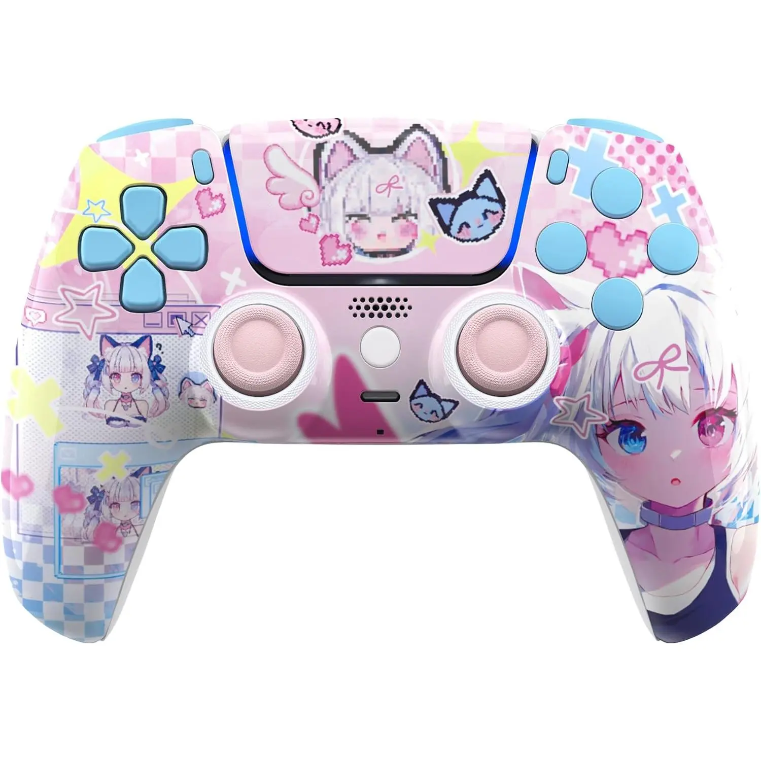 eXtremeRate Luna Redesigned Full Set Shell Buttons Touchpad Cover Compatible with ps5 Controller BDM-030 BDM-040 BDM-050, MeWoow Replacement Top Bottom Cover Compatible with ps5 Controller