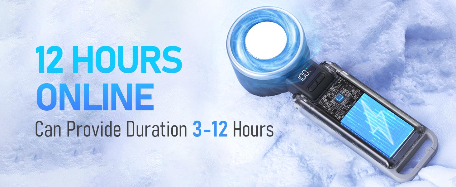 Portable Handheld Turbo Fan with Ice Cooling, Ice Fan, Rechargeable Personal Fan, Up to 12H Cooling, 5 Speed 25550RPM Powerful Portable Fan for Travel, Outdoor, Camping, Hiking