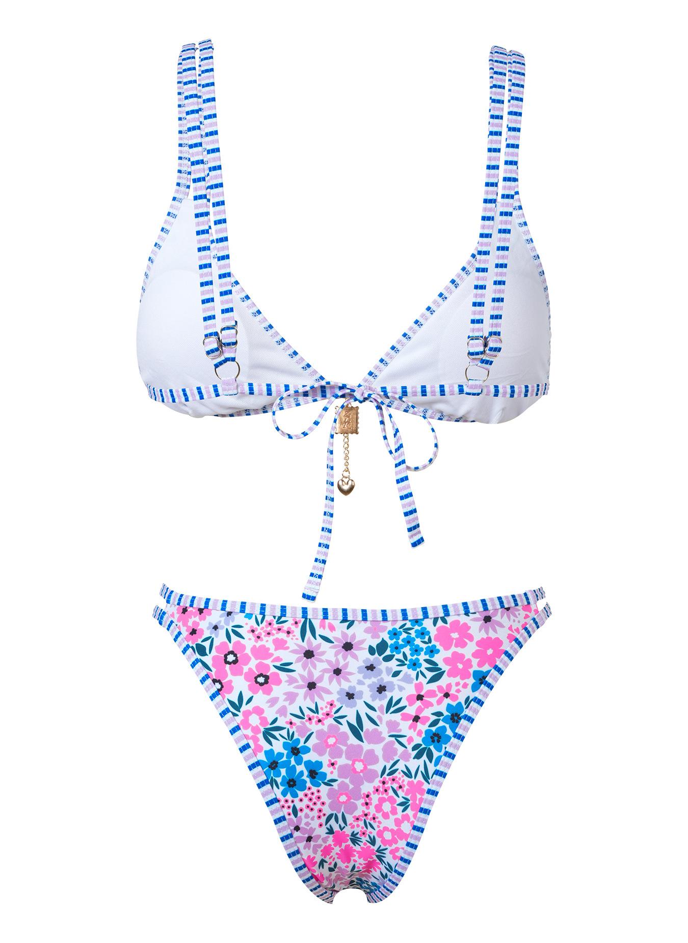 Hilor Women's Floral Print Bikini Set Two-Piece Casual Fashion Chic Swimsuit for Beach Holiday Vacation Ladies Summer Clothes