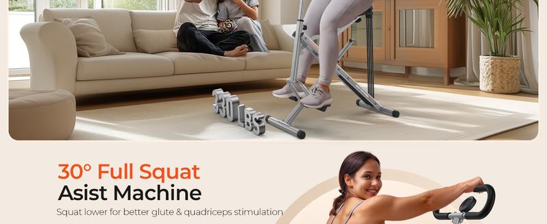 FLYBIRD Squat Machine for Home, 330lbs Foldable Core Exercise Machine, Adjustable 4 Resistance Bands, Ride & Rowing Machine for Glutes, Thighs, Ab Back/Leg Press Hip Thrust