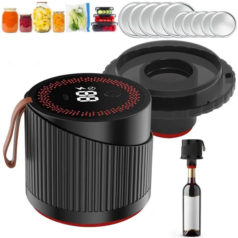 2026 Portable Electric Mason Jar Vacuum Sealer Kit - 1-Button Home Handheld Vacuum Sealing Machine for Wide & Regular Mouth Jars, Summervibes Automatic System with Airtight Seal to Keep Food Fresh Longer