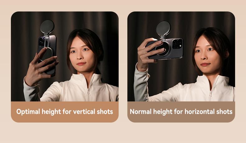 【TikTokShopStockUp】TELESIN 3-in-1 Magnetic Mirror Selfie Light –360° LED Ring Light with MagSafe, Mirror and Phone Stand, Portable Rechargeable Fill Light, 3 Color Temperatures for Makeup, Live Streaming, Video Calls, Gift, Compatible with iPhone 17