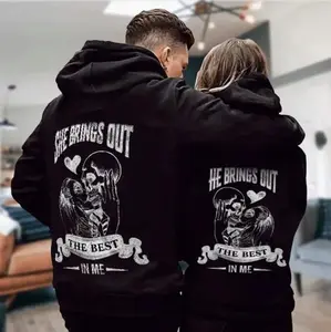 She/He Bring Out The Best Couple Matching Hoodies Casual Street Style Fleece Fabric Pullover Hooded Sweatshirt Tops Trendy for Women for Men