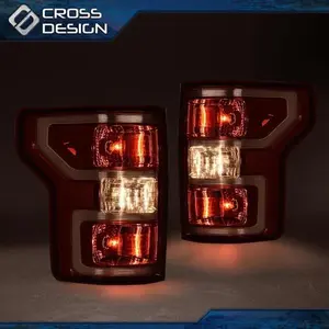 CROSSDESIGN Fit For 18-20 Ford F-150 Pickup Brake Left Right Driver Tail Light Rear Lamp