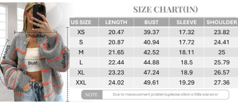 Ommig Womens Striped Cardigan Sweaters Long Sleeve Button Down Knitted Outwear