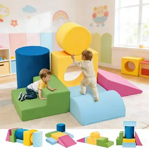 Edbuosy  7-piece Toddler Foam Climbing Toys Indoor,Colorful Soft Play Climbing Blocks Toddlers,Modular Crawling & Sliding Play Set for Toddlers
