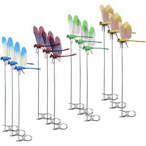 3D Artificial Dragonfly Garden Stake, Outdoor Decorative Plastic Dragonfly Clip, Wire-Free, Battery-Free, Ideal for Patio and Yard Ornamentation,Metal Clip Mosquito Repellent Hat Clip，mosquito bug repellent hack，Fishing