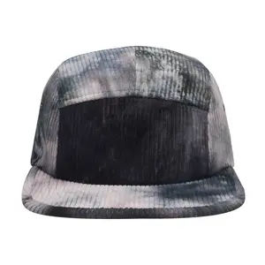 HatPhile Corduroy 5-Panel Hat Tie-Dye & Solid Options Adjustable Strap Retro Style Classic Texture Camp Cap