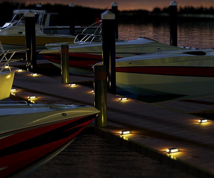 FabStyl Durable Aluminum Solar Driveway Deck Dock Light, 9 RGB Lighting Colors Modes, Ourdoor Waterproof Decorative Light Lamp for Ground, Pathway, Boat Dock, Step, Walkway, Path, Garden, Lane, Yard, Patio