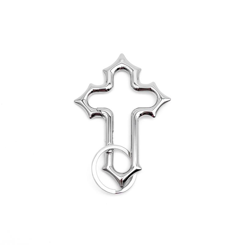 Crusader Carabiner Gothic Cross Metal Keychain Solid Design Zinc Alloy Ideal for Heavy Belt Loop Accessories Bold Streetwear Fashion