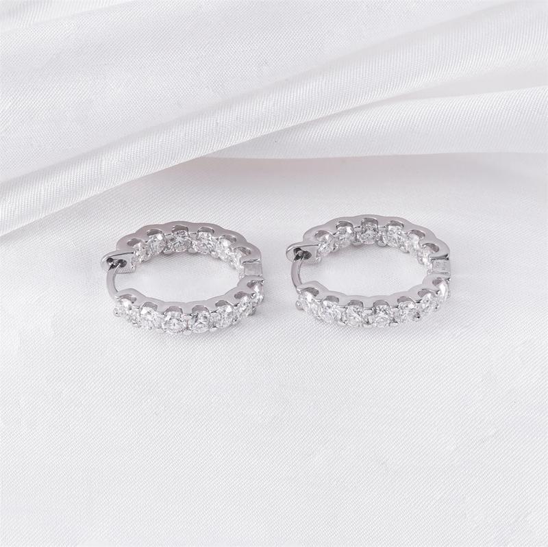 【exclusive in livestream】Delzzad Iced Out Hoop Earrings VVS Synthetic Moissanite S925 Unisex Earrings Jewelry Perfect Birthday Anniversary Christmas Gift for Men Women Wedding Set