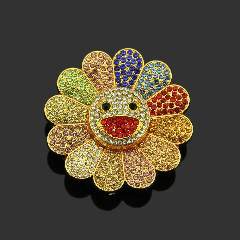 Iced Out Sunflower Pendant Necklace & Keychain Set, Gold-Tone Zircon Casual Trendy Jewelry for Men and Women, Matching Couples Gifts, Matching Jewelry, Gold Jewelry Sets