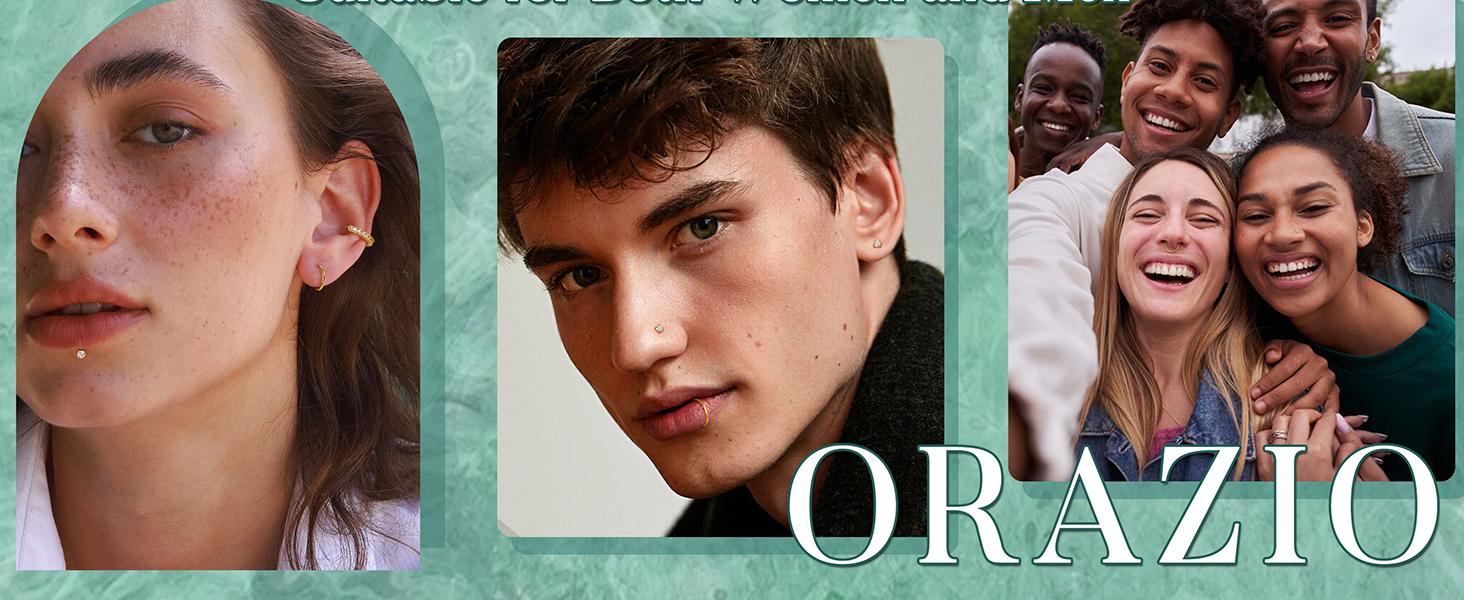 ORAZIO 14K Gold Filled Hypoallergenic Surgical Steel Nose Rings for Women & Men 12Pcs Set with 8CZ Studs & 4Hoops 18G/20G/22G Perfect for Multi Piercing Jewelry ORAZIO 14K Gold Filled Hypoallergenic Surgical Steel Nose Rings for Women & Men 12Pcs Set with 8CZ Studs & 4Hoops 18G/20G/22G Perfect for Multi Piercing Jewelry