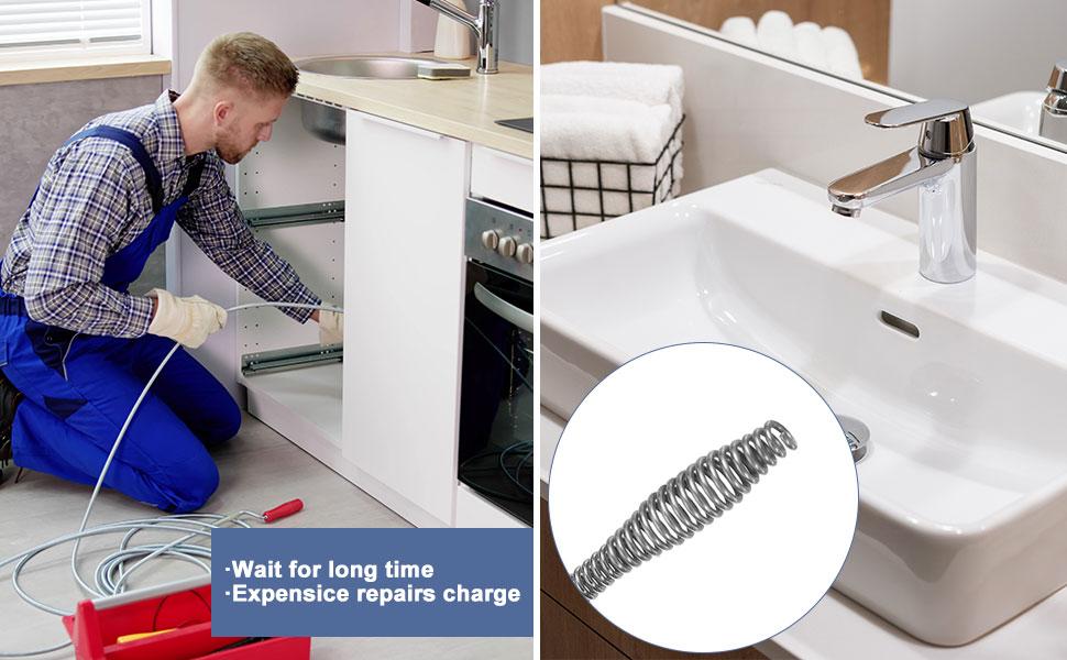 Drain Snake with Drill Adapter, Heavy Duty Drain Auger, Flexible Plumbing Snake Drain Clog Remover, Spring Steel Pipe Cleaning Tool for Kitchen Sink, Bathroom, Shower, Bathtub, Toilet, Hair & Grease Clog Removal, Reusable DIY Plumbing Cleaner Drain Snake with Drill Adapter, Heavy Duty Drain Auger, Flexible Plumbing Snake Drain Clog Remover, Spring Steel Pipe Cleaning Tool for Kitchen Sink, Bathroom, Shower, Bathtub, Toilet, Hair & Grease Clog Removal, Reusable DIY Plumbing Cleaner