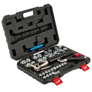 Garvee 32 PCS Hydraulic Flaring Tool Kit, 45 ° Double Flaring Tool, 3/16 "-1/2" Brake Repair Brake Expansion Tool, with Tube Cutting Machine and Deburring Device