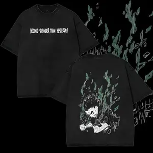 Rock Lee Vintage Washed Oversized T-Shirt – Naruto Anime Graphic Tee, Rock Lee Eight Gates Training Manga Art Shirt, Soft Cotton Streetwear Casual Apparel, Unisex Top, Gift for Naruto Fans