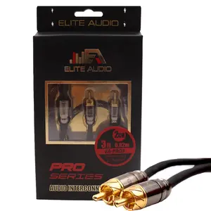 Elite Audio EA-PRO3 Pro Series 3ft 2-Channel RCA Interconnect – 100% OFC Copper, Triple Shielded, Brass Connectors