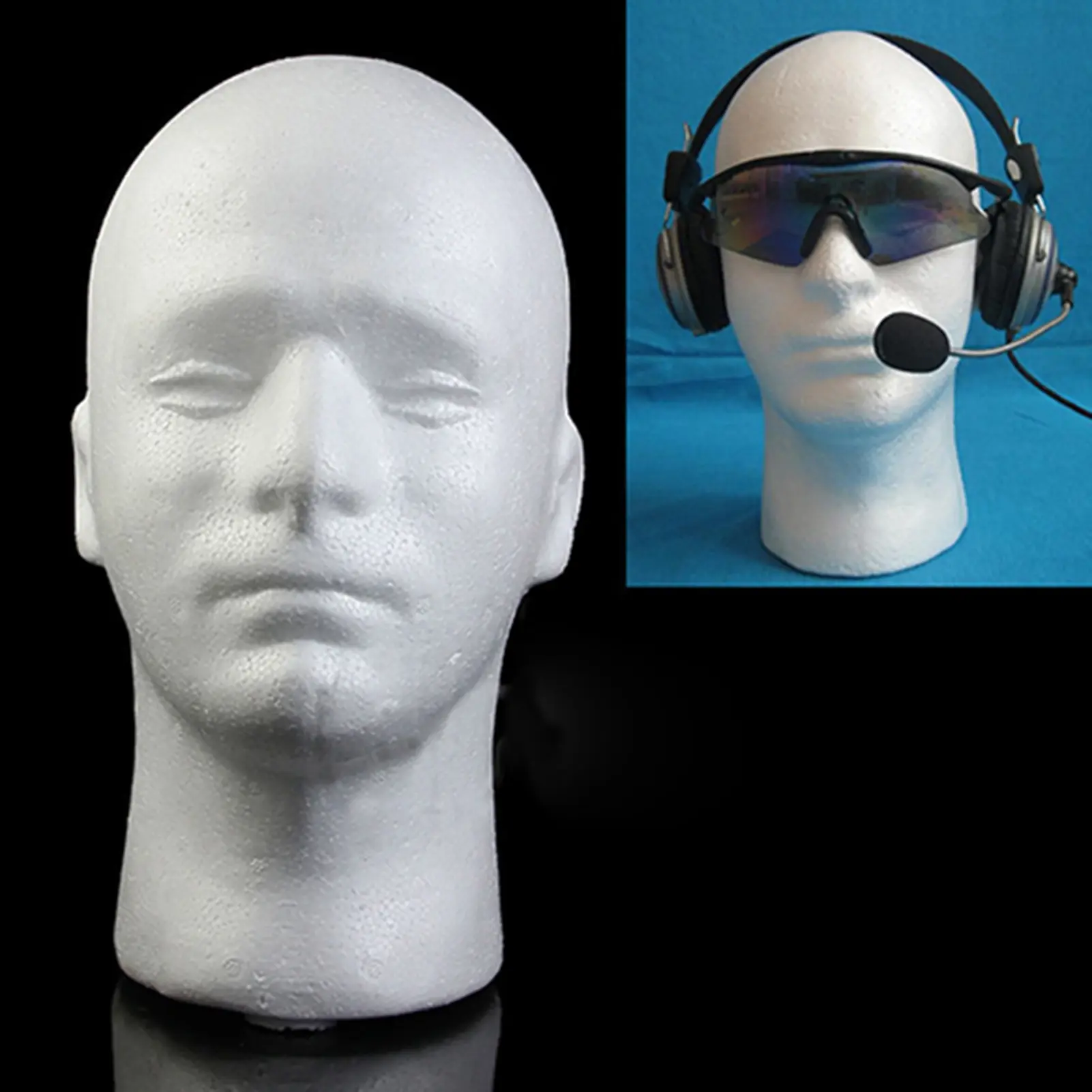 Durable Foam Life-Size Male Mannequin Head (54cm) - Wig and Hat Display Form with Professional Stand for Salons, Store Use, Life-Size Form, Extends Wig Life