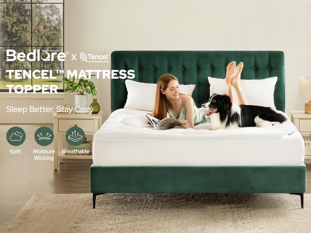 【BEDLORE】Mattress Topper, Extra Thick Tencel Blend Pillow Top Pad, Soft & Breathable Comfort Layer, Deep Pocket Design Fits 6–15 Inch Mattresses, Ideal for Bedroom & Home Use