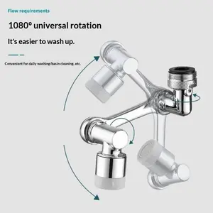 All-Angle Control 1080° Rotatable Faucet Extender with Chrome Finish Adjustable Length for Easy Installation and Versatile Use swivel  extension kitchen sink faucet