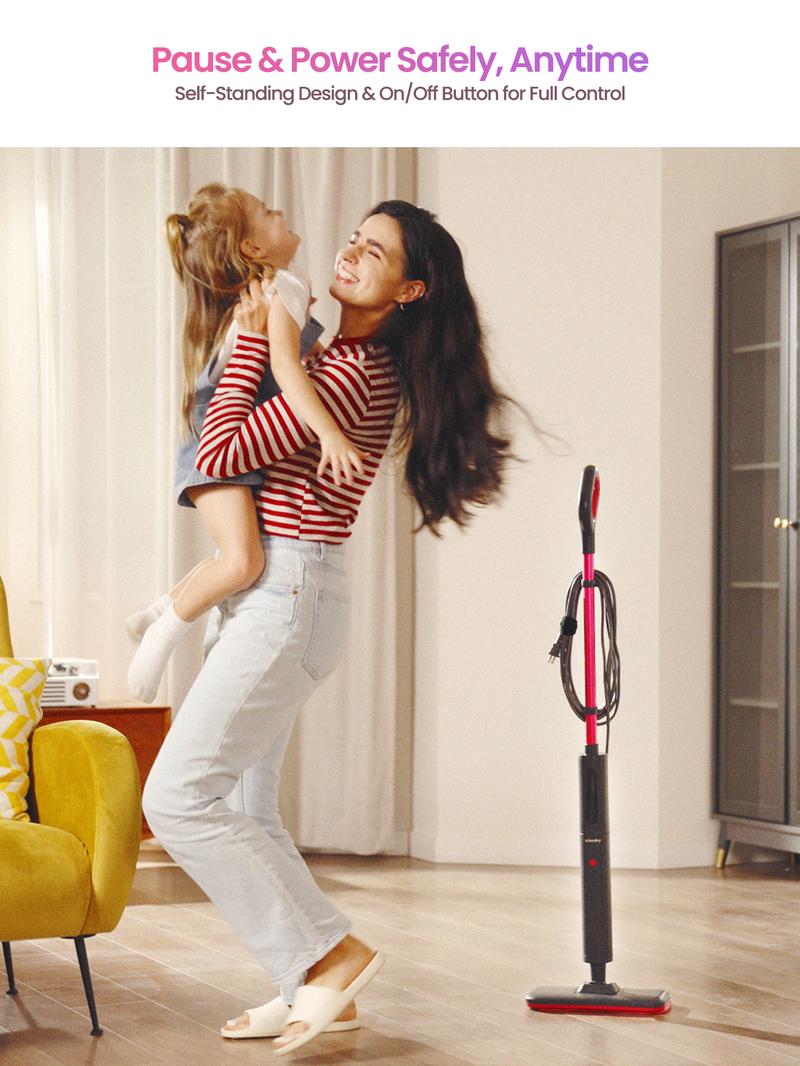 Schenley Pocket Steam Mop with Microfiber Pads & Carpet Glider for Easy Maintenance and Smooth Floor Surface Cleaning Tools Household Items