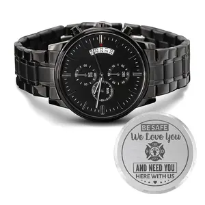To My Firefighter Husband Need You Here With Us (Charcoal Black) – Men's Watch