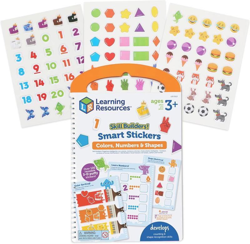 Learning Resources Skill Builders! Smart Stickers - Colors, Numbers & Shapes, Letters & Phonics