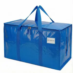 2 Pack heavy-duty collapsible mover bag with handle, zip and tab pocket