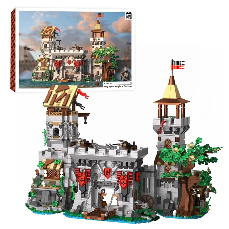 Holy Spirit Knight Fortress Building Blocks Set, Medieval Castle Model kit Collection, creative Street Scene Home Decoration block toy model , ideal choice for Christmas/ Birthday/ Halloween/ New Year gifts, 2568PCS homedecor