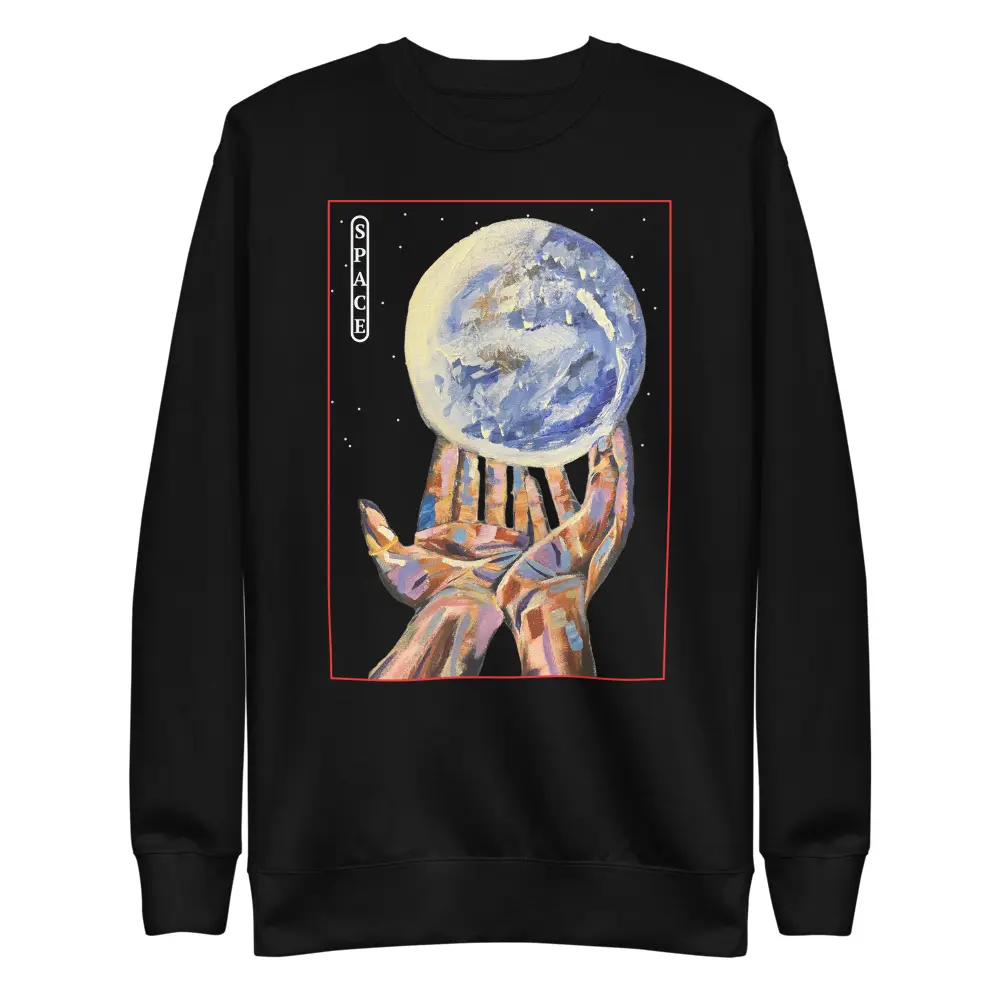 Earth In Hands Original Art Sweatshirt • Artist Designed Crewneck • Acrylic Painting Sweater • Cozy Fleece Streetwear • Small Business Gift