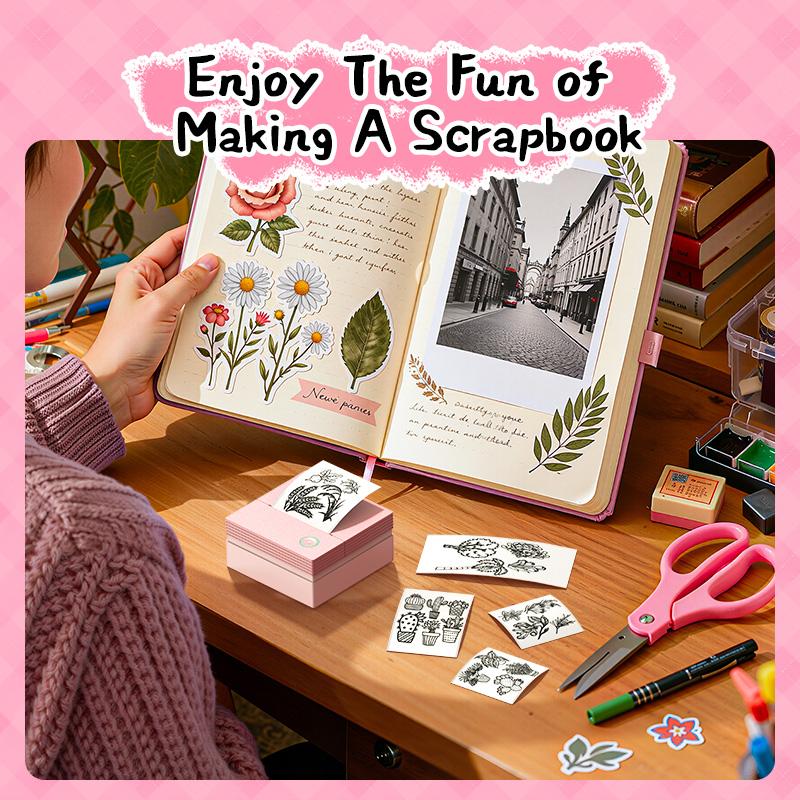 Mini Sticker Printer-2 Inch Bluetooth Thermal Pocket Printer, PM290 Inkless Portable Printer for Study Notes, AI Printer, Photos, Journals, Memos, Lists,Sticky Label, Ideal Gift for Valentine's Day, TikTokShopBlackFriday