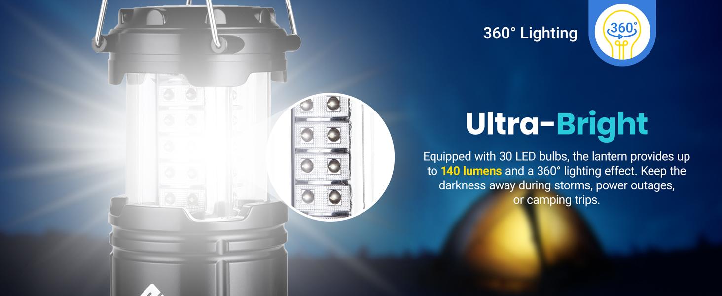 Etekcity Camping Lanterns, Battery Powered LED Emergency Lights for Hurricane Supplies, Tent Gear, Power Outages & Survival Kits