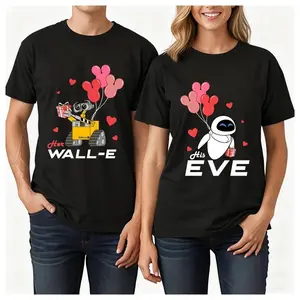 Wall-E & Eve Valentine’s Day Couple T-Shirt – His and Her Matching Robot Love Tee, Romantic Valentine Outfit