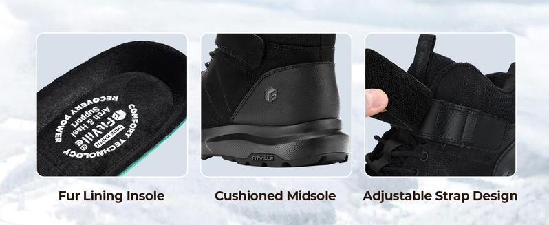 FitVille Wide Winter Boots for Men with Thermal-Reflective Lining & Adjustable Straps for All-Day Comfort and Slip Resistance