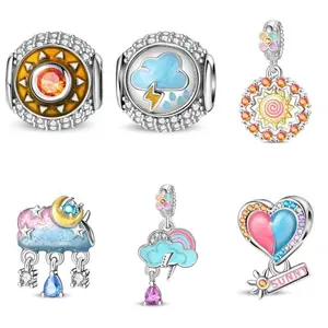 925 sterling silver weather pattern beautiful mood bead suitable for DIY production of bracelets and necklace accessories, gift giving, daily wear