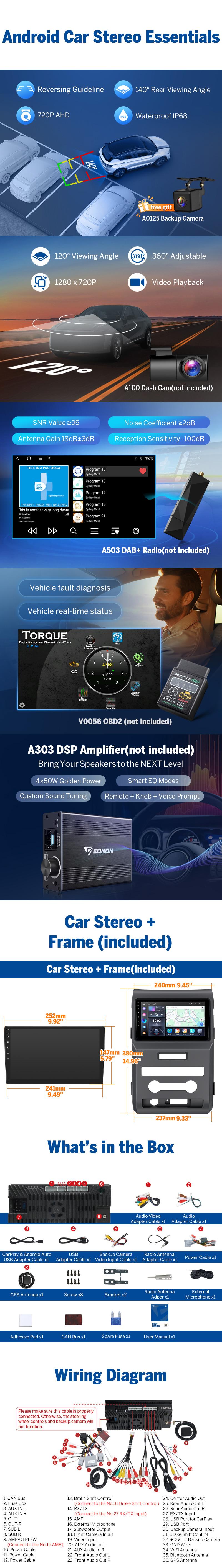 EONON Car Stereo for Ford F-150 2009-2014, Wireless CarPlay & Android Auto, 4GB+64GB, 9" Android 14 Touchscreen Head Unit with Steering Wheel Control, Subwoofer, Bluetooth, GPS, Backup Camera – FDF1X7A