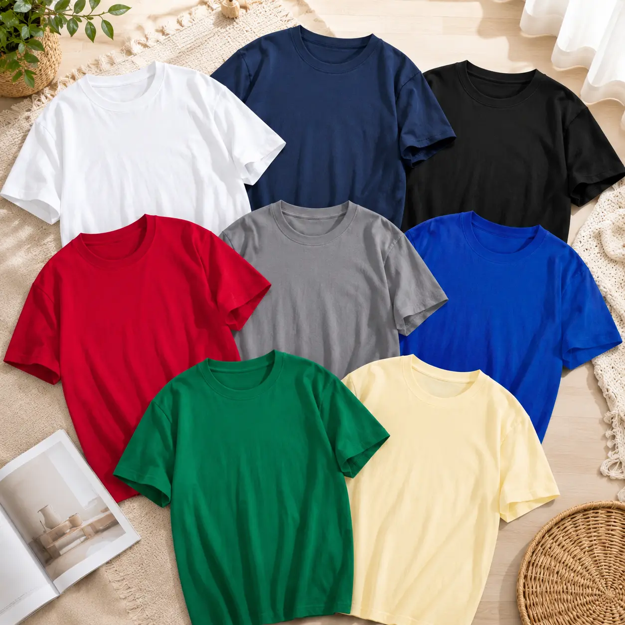 Men's 3-Pack T-Shirt Set, 180G Midweight 100% Cotton Simple Crew Neck Tops, Breathable Regular Fit Solid Menswear Fabric Casual Tees for Everyday Wear,back to school,back to school shopping, Classic