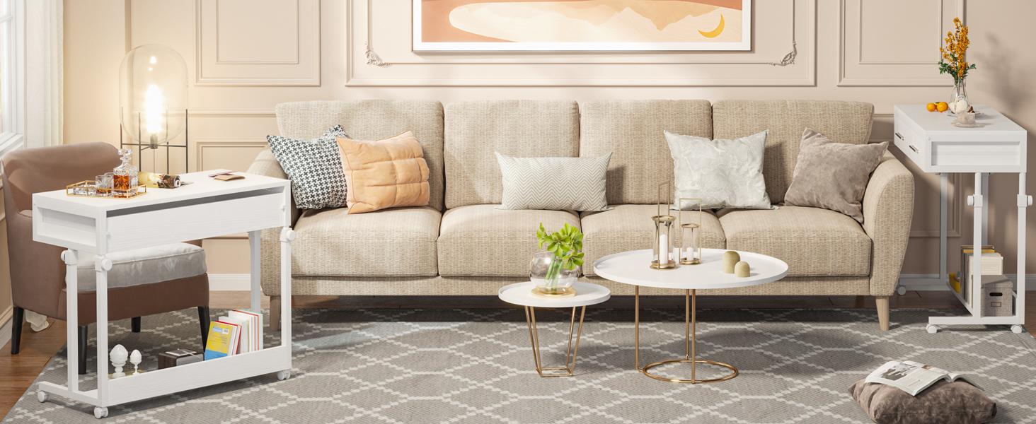 Tribesigns Small Mobile Rolling Standing Desk - Overbed Table, Teacher Podium with Wheels, Adjustable Work Table, Rolling Desk Laptop Computer Cart for Home, Office, Classroom, Space-Saving  Adjustable Tables & Desks